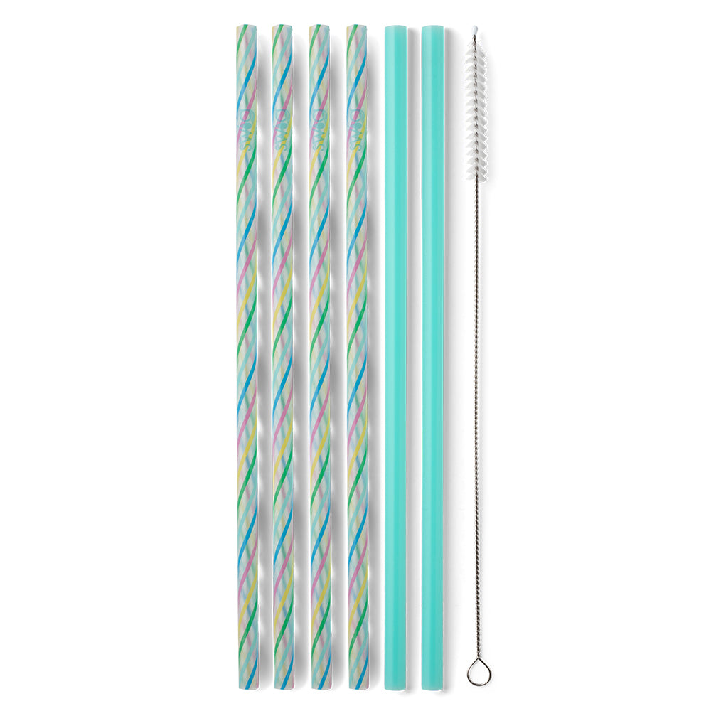 Rainbow Stripe Reusable Straw Set - Three Bears Boutique