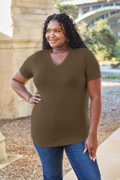 Basic Bae Full Size V-Neck Short Sleeve T-Shirt - Three Bears Boutique